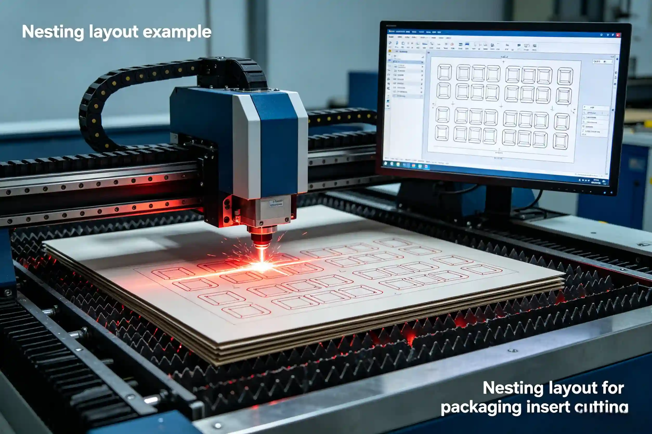 Nesting layout for packaging insert cutting Nesting layout example