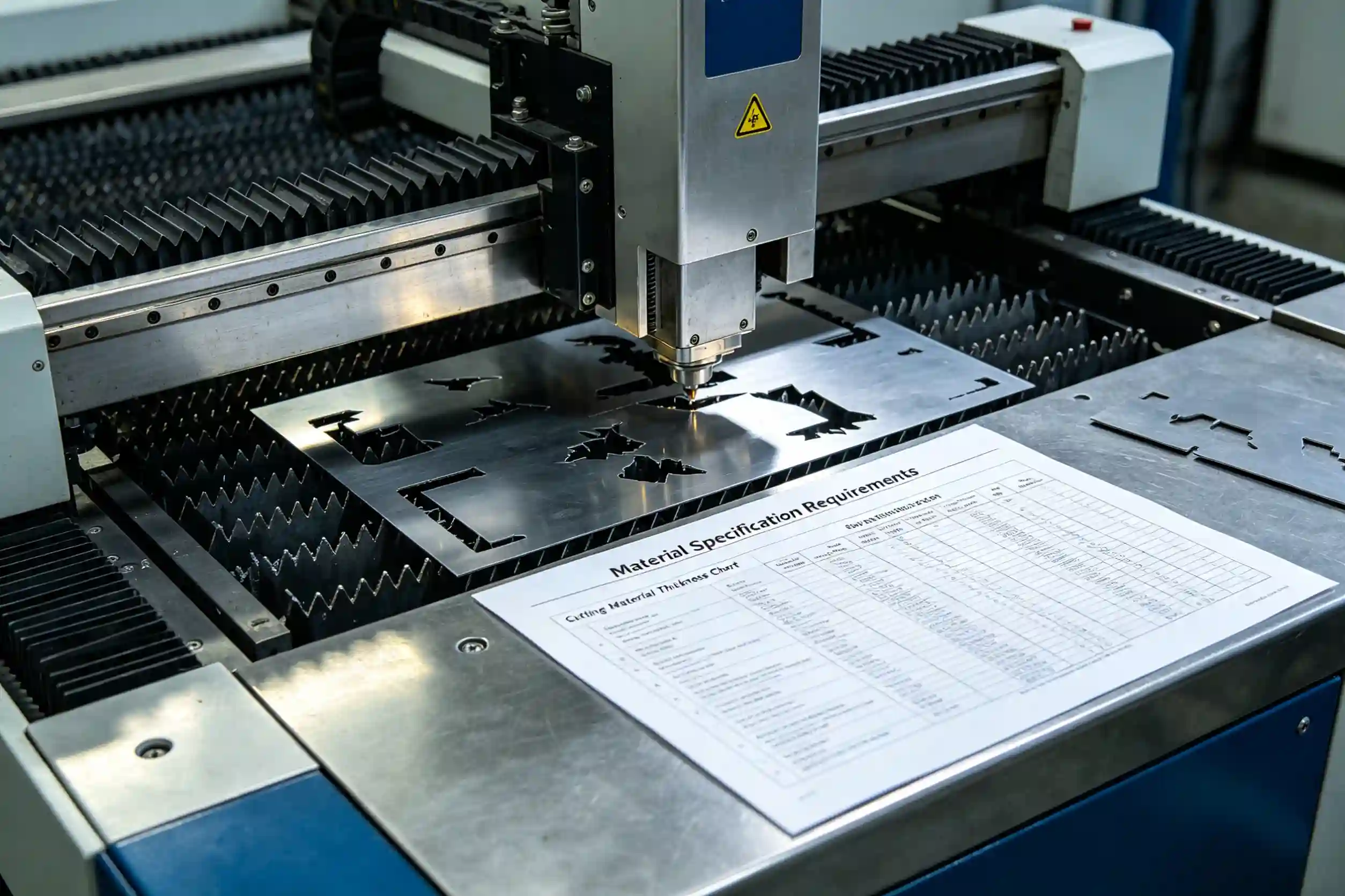 cutting material thickness chart material specification requirements