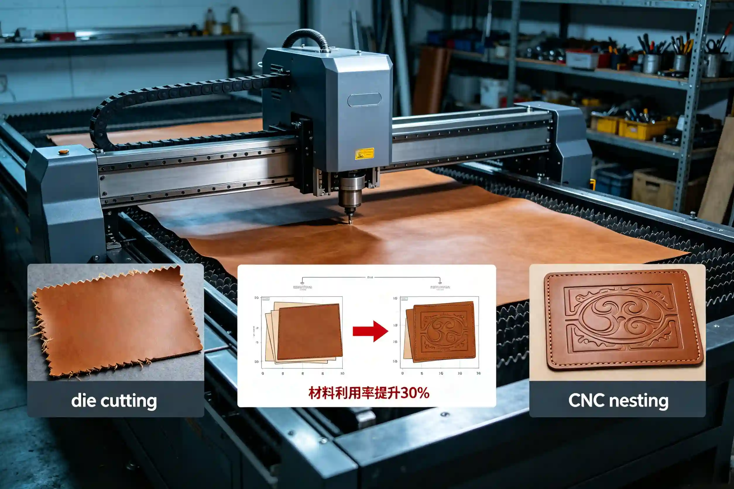 die cutting versus CNC nesting layouts leather nesting comparison