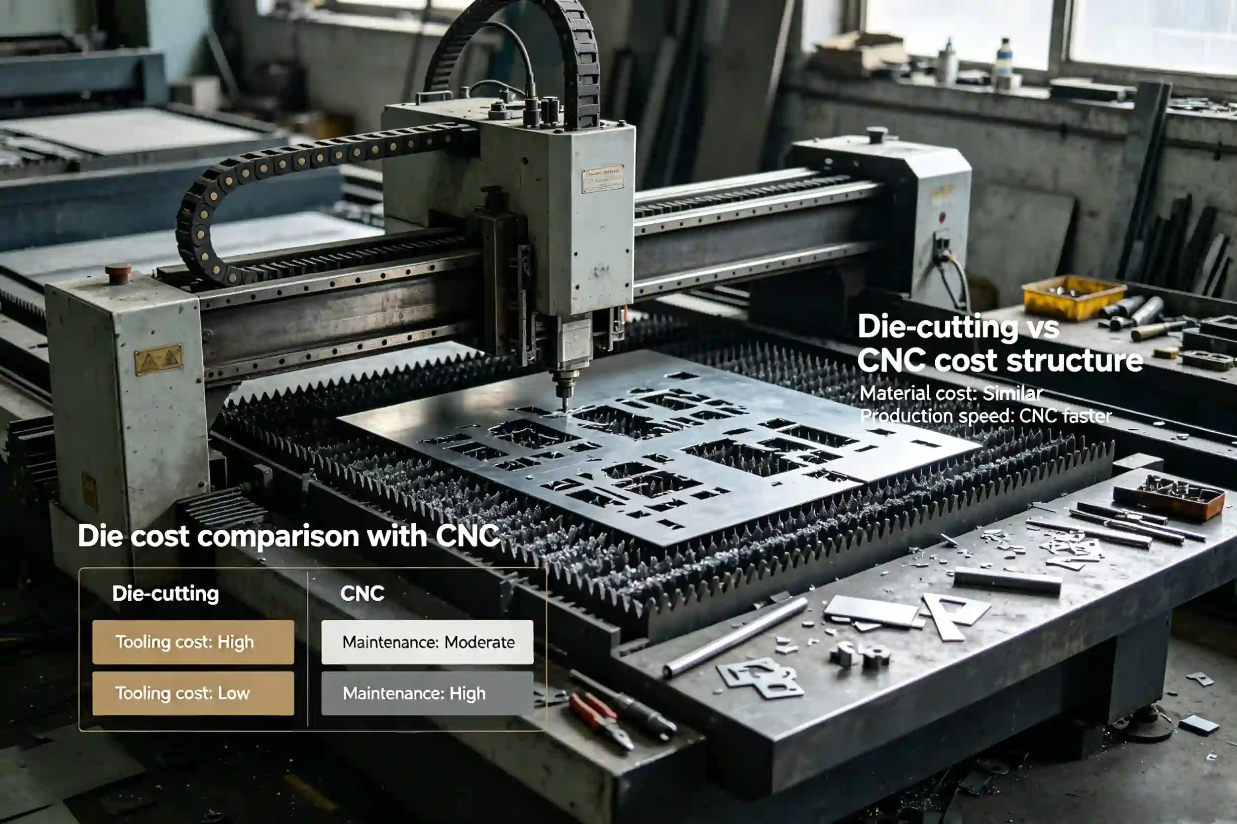 Die-cutting vs CNC cost structure Die cost comparison with CNC