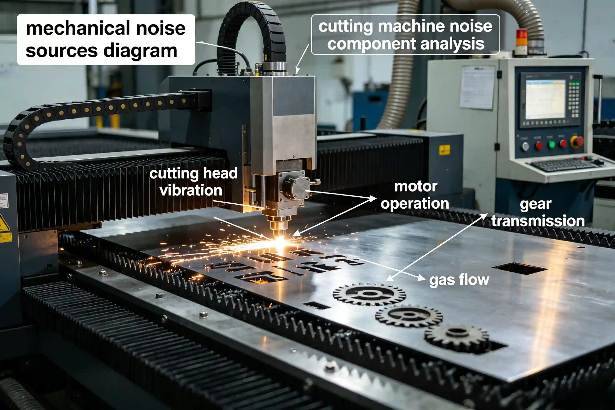 cutting machine noise component analysis mechanical noise sources diagram