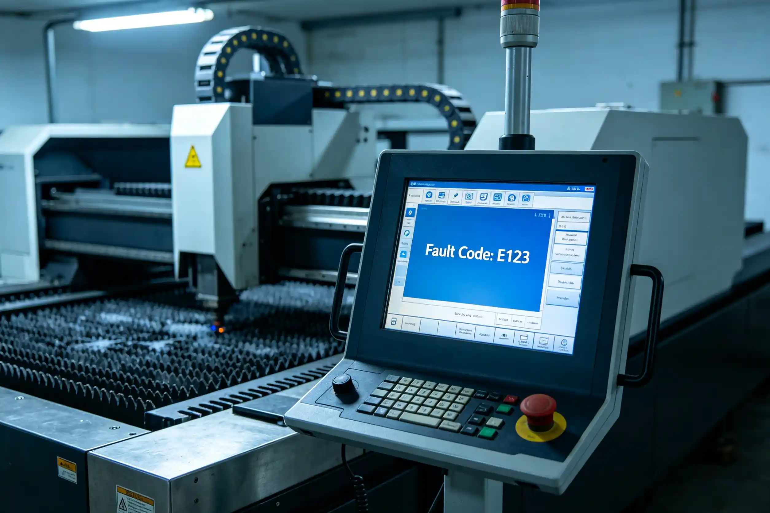 CNC cutting machine fault code screen Fault code display on CNC cutting machine control panel