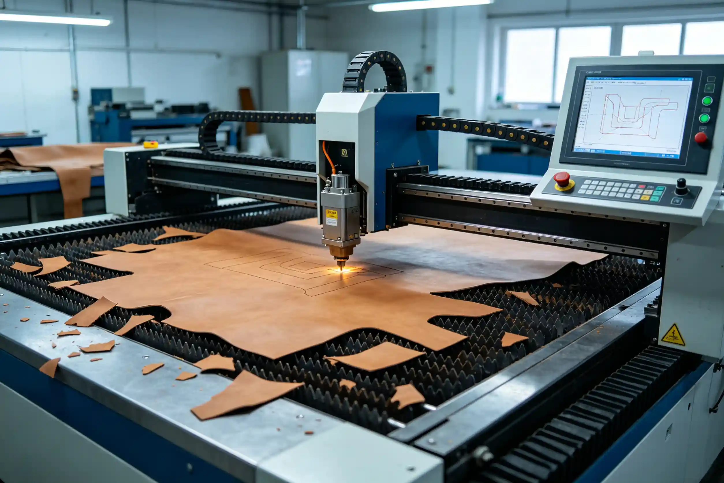 CNC leather cutting machine nesting optimization leather cutting machine waste reduction