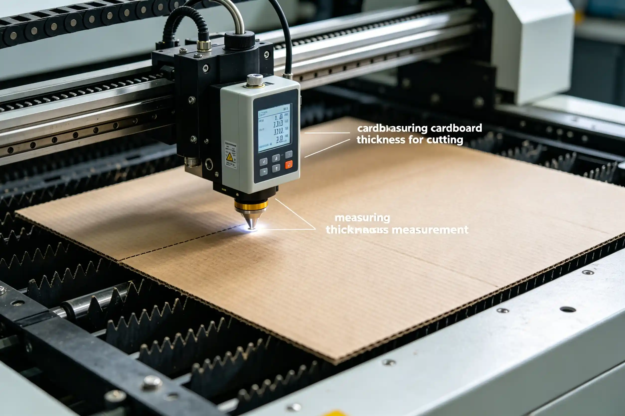 measuring cardboard thickness for cutting cardboard thickness measurement