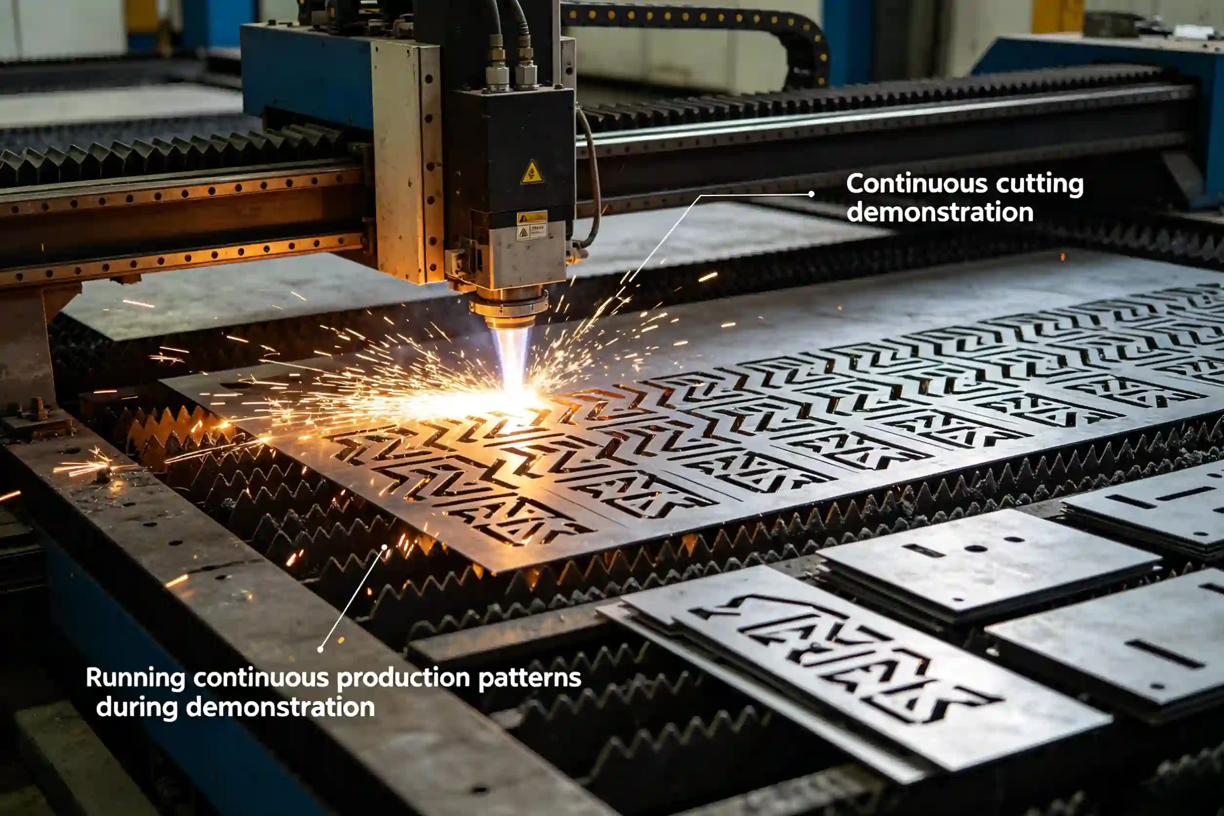 Running continuous production patterns during demonstration Continuous cutting demonstration
