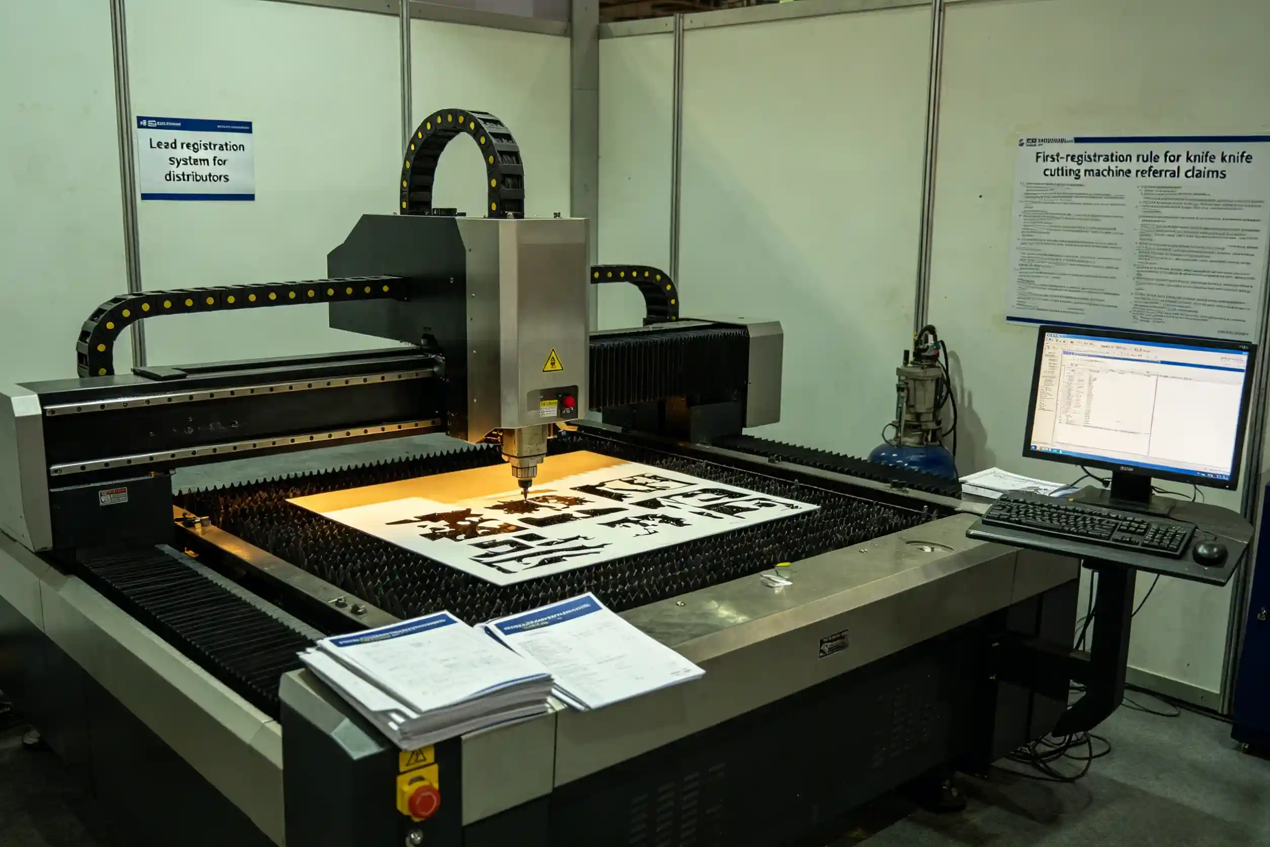 First-registration rule for knife cutting machine referral claims Lead registration system for distributors