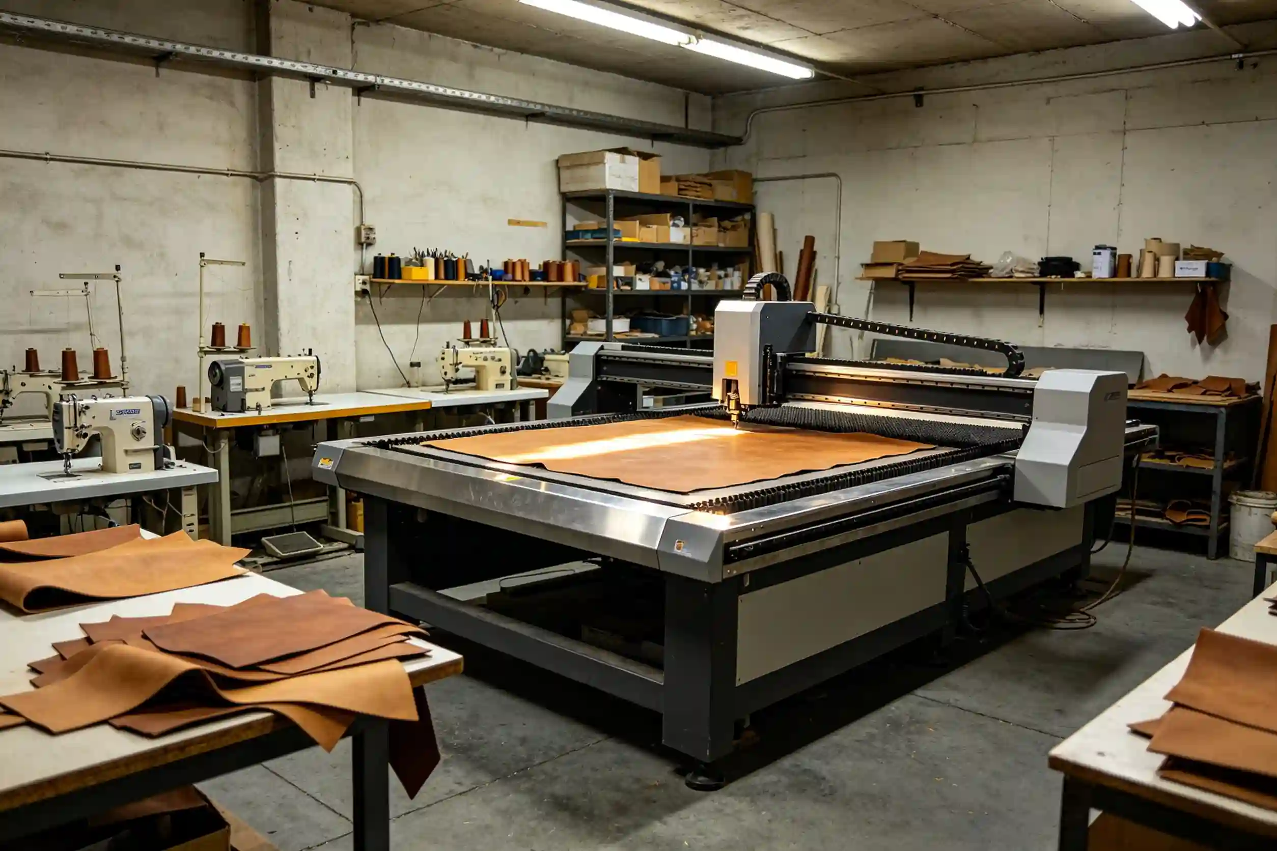 small batch leather goods production facility leather manufacturing floor layout