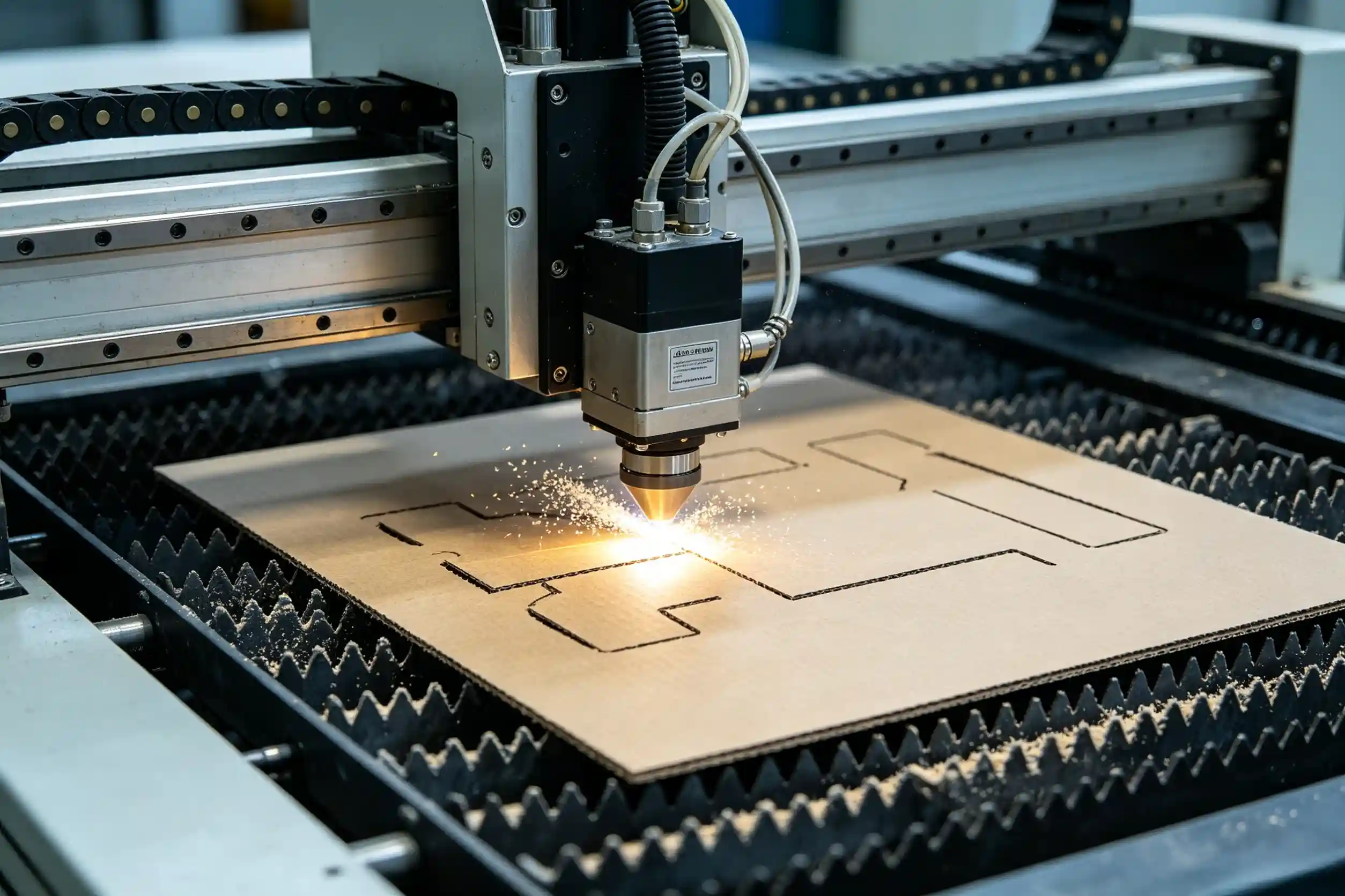 automated cardboard cutting system CNC knife cutting machine processing cardboard