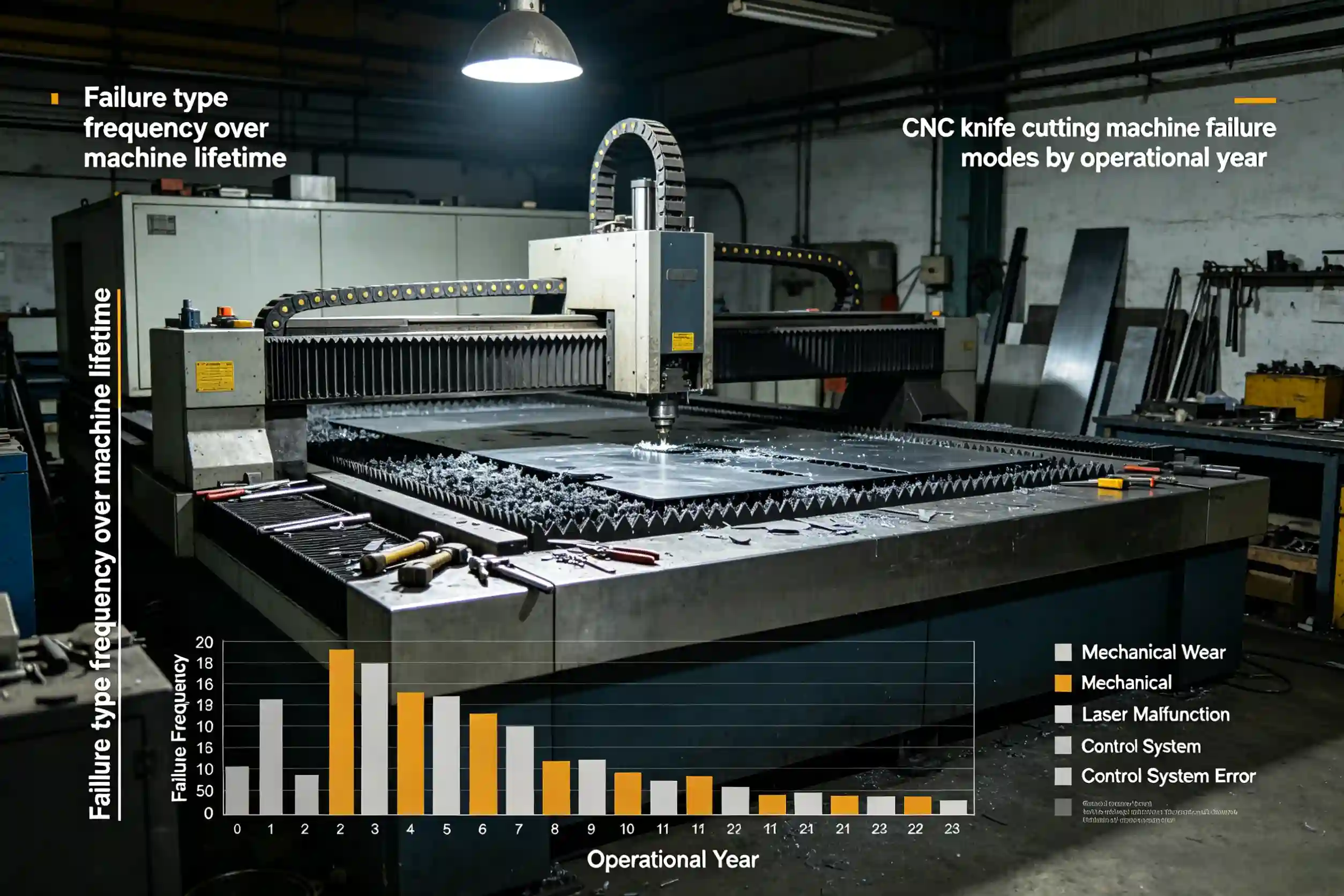 Failure type frequency over machine lifetime