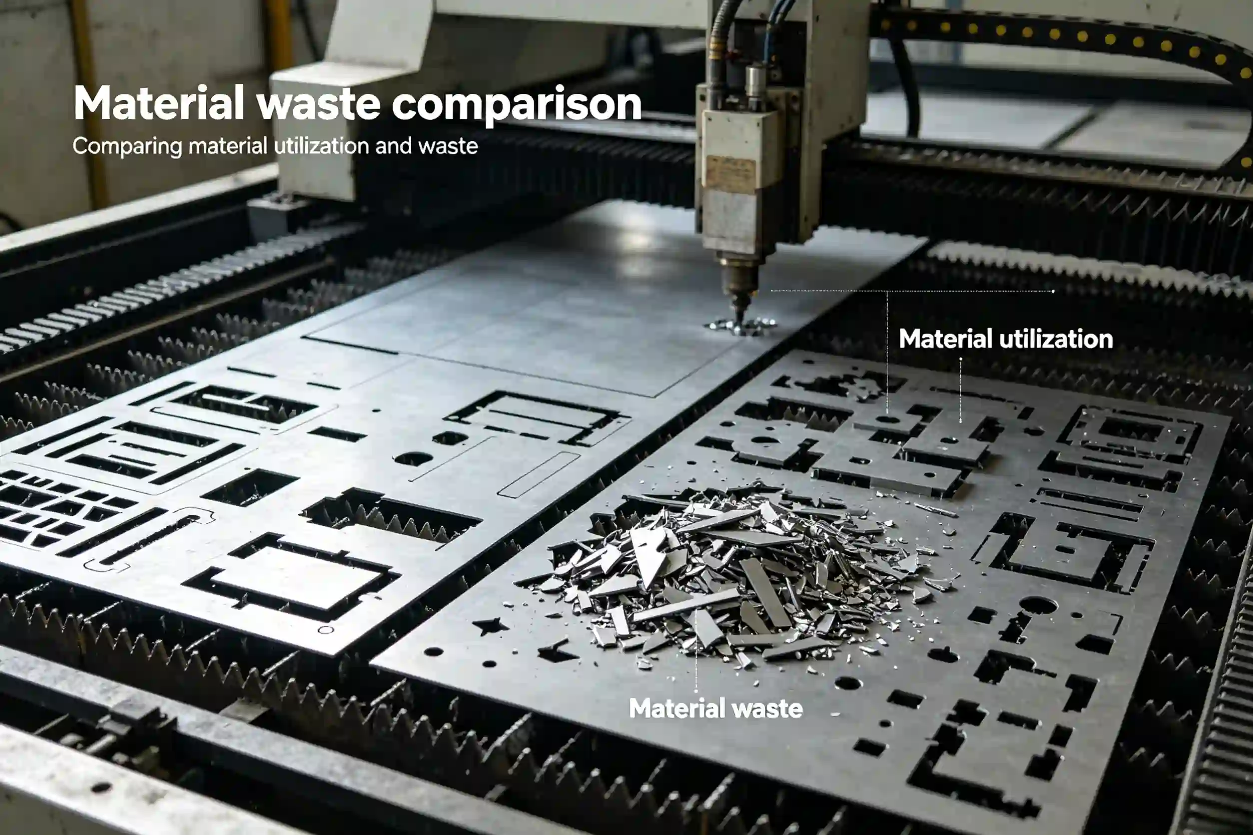Comparing material utilization and waste Material waste comparison