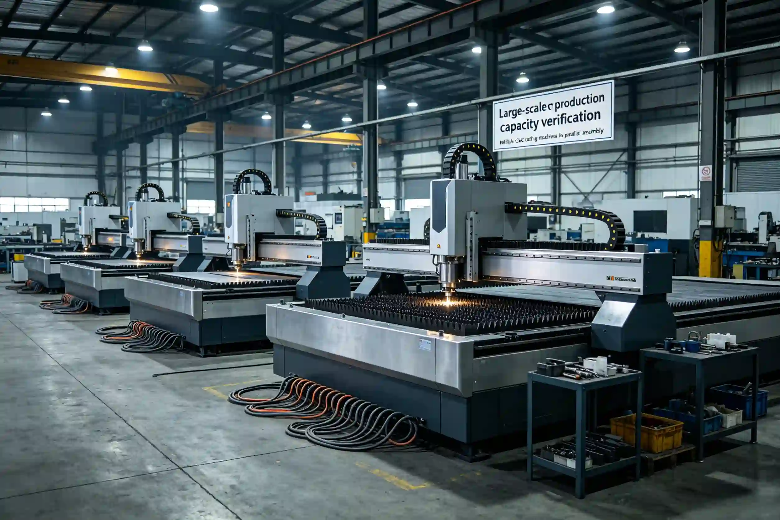 Large-scale order production capacity verification Multiple CNC cutting machines in parallel assembly