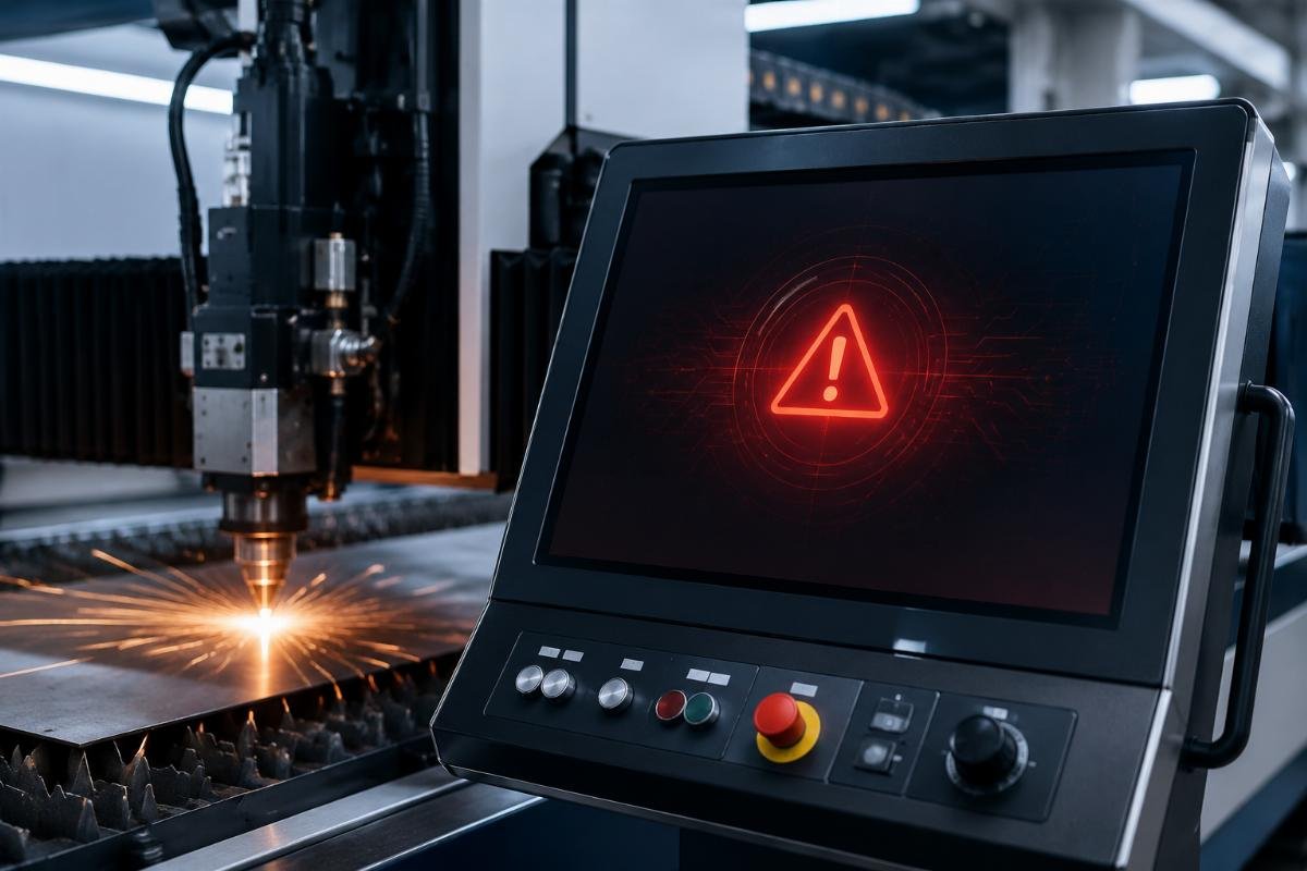 Fault code display on CNC cutting machine control panel