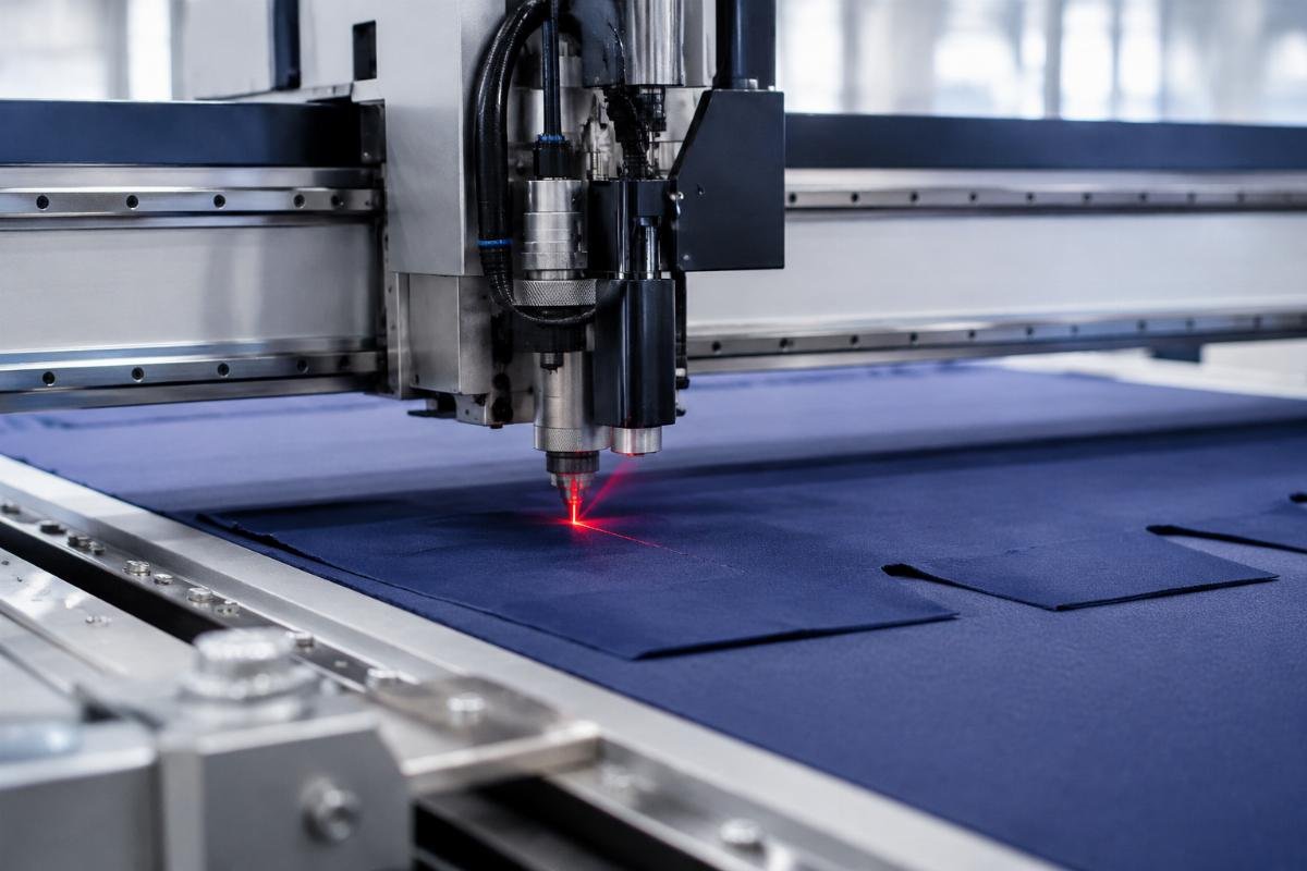 CNC fabric cutting machine in operation
