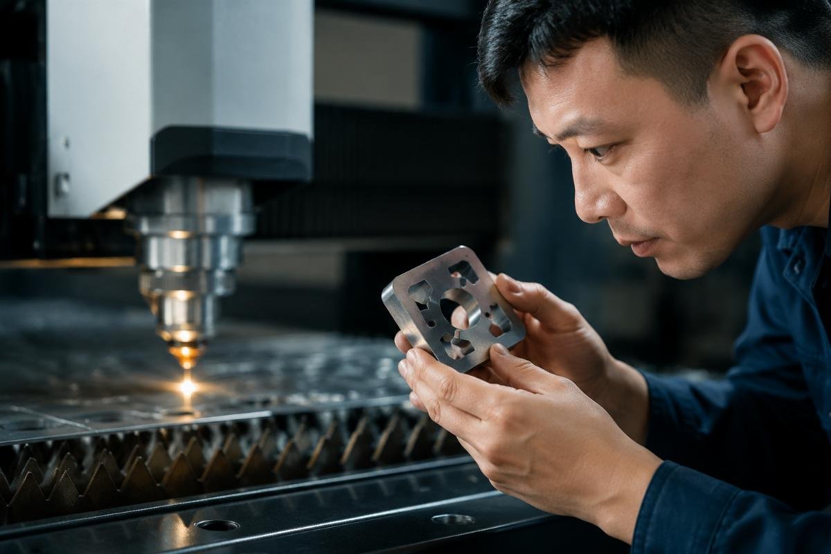 Customer examining cut quality