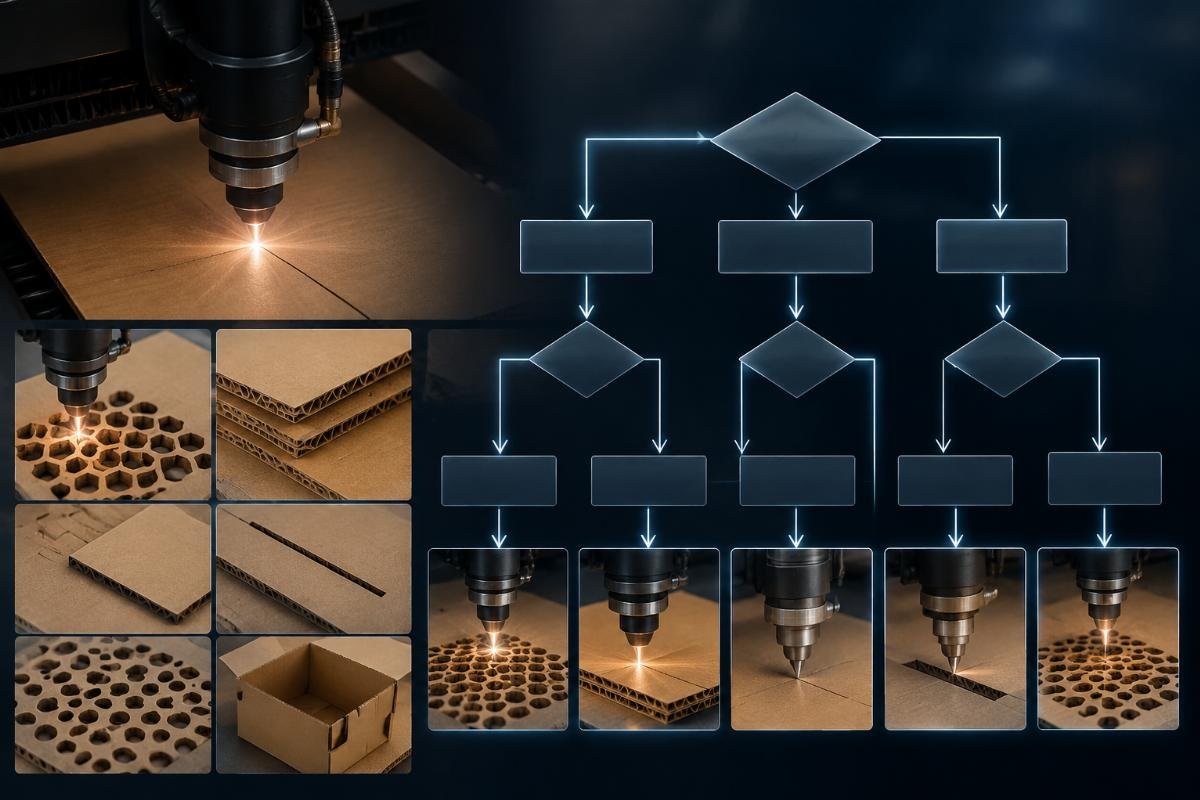 decision flowchart for cardboard cutting method selection