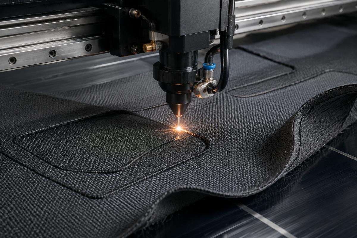 Laser CNC cutting synthetic fabric