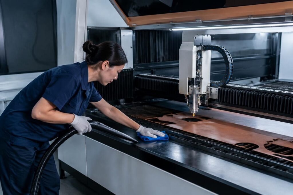 Daily cleaning routine for leather cutting machine