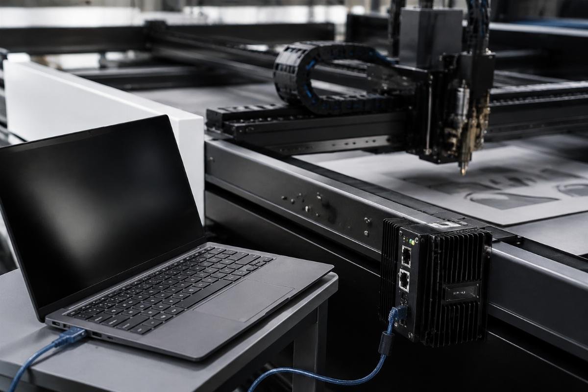Factory remote debugging setup for CNC knife cutting equipment
