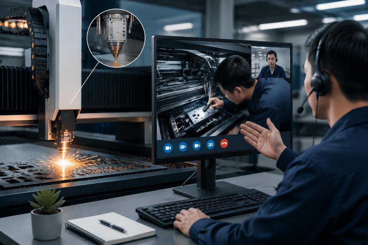 Technical support providing remote guidance to customer