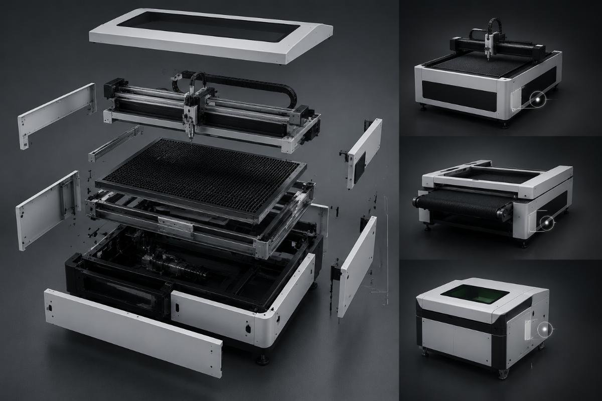 Exploded view of machine with serial plate highlighted