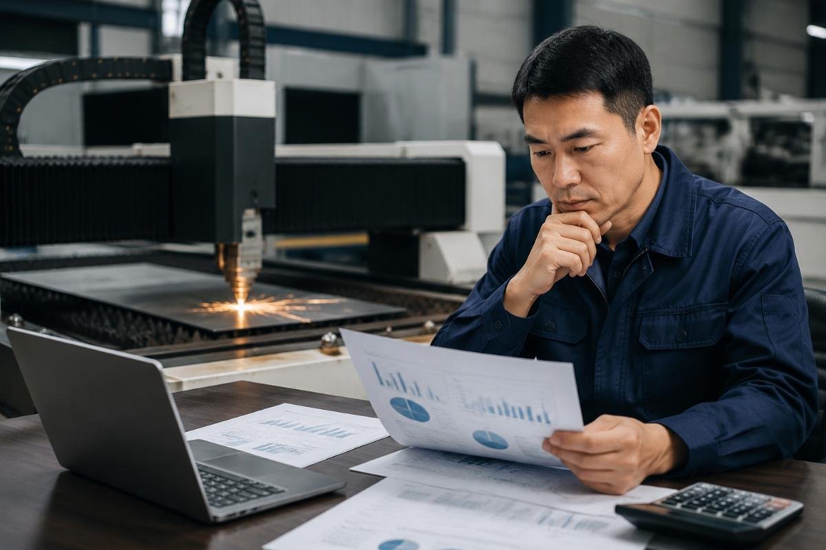 Business owner reviewing financial documents