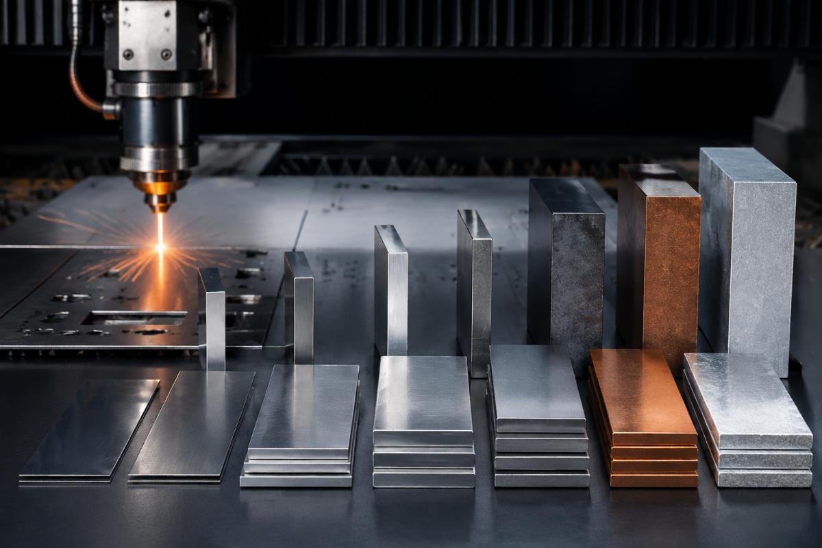 Thickness limits by material type Material density comparison chart