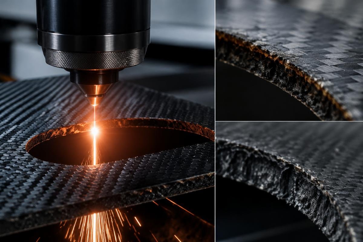 laser cutting heat affected zone on carbon fiber