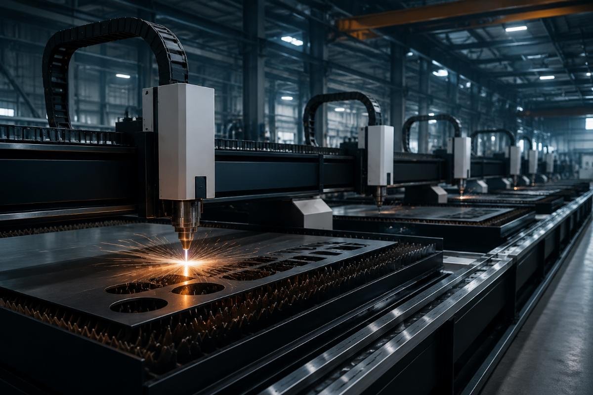 A modular CNC cutting machine setup that can be expanded one unit at a time as production scales